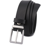 Czarny pasek damski skórzany. Srebrna klamra. 100 cm.