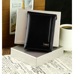 Banknotówka skórzana cienki czarny portfel męski