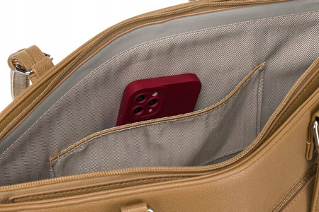 Shopperka damska ze skóry ekologicznej z dodatkową portmonetką beż brąz