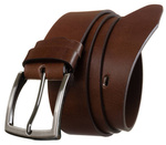 Gładki pasek męski ze skóry naturalnej z błyszczącą klamrą — Rovicky