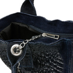 Granatowa torebka skórzana duża croco - worek
