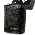 Mały Skórzany Portfel Damski Czarny Lakierowany Beltimore