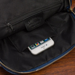 Granatowy skórzany plecak damski torba 2w1. Format A4.