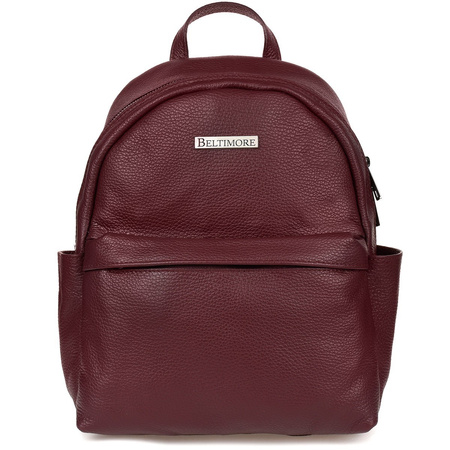 Mały plecak damski skórzany Bordowy. Format A5 na Suwak.