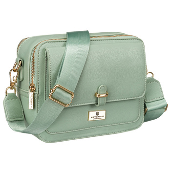 Torebka kuferek na ramię - Zielona listonoszka damska. Średnia