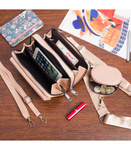 Beżowa torebka na telefon - mini listonoszka damska z saszetką