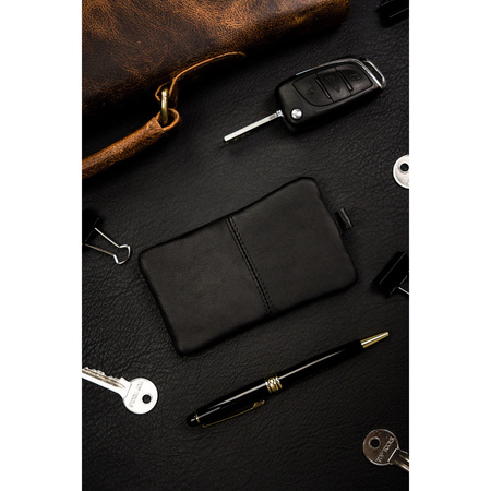 Skórzane etui na klucze kluczówka Czarna skóra naturalna