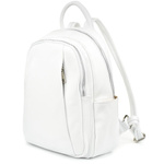 Biały Włoski Plecak Damski Skórzany A4 damski dużo kieszeni