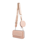 Beżowa torebka na telefon - mini listonoszka damska z saszetką