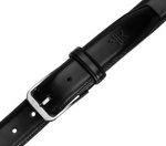 Czarny pasek męski skórzany z polerowaną klamrą — Rovicky