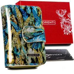 Lakierowany portfel damski skórzany - listki