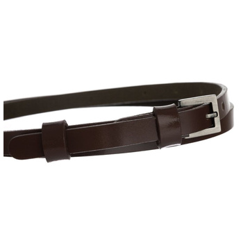 Cienki pasek damski do sukienki, brązowy. Skóra naturalna