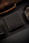 Czarny portfel męski skórzany Poziomy Bez Zapięcia. RFID.