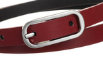 Czerwony pasek damski skórzany ze srebrną klamrą. 105 cm