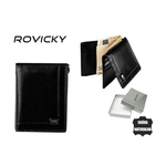 Banknotówka skórzana cienki czarny portfel męski