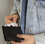 Duży czarny portfel męski skórzany Rovicky vintage