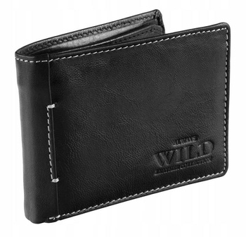 Mały skórzany portfel męski skóra CZARNY