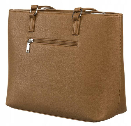 Shopperka damska ze skóry ekologicznej z dodatkową portmonetką beż brąz