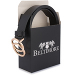 Czarny pasek damski skórzany ze złotą okrągłą klamrą