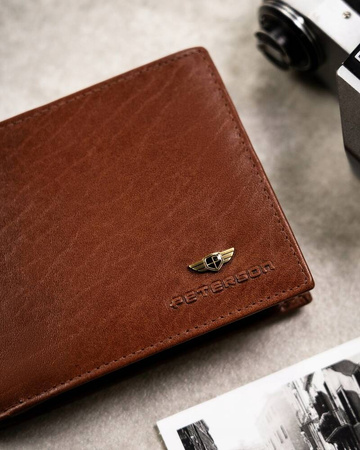 Zestaw męski na prezent: brązowy portfel, etui na karty i brelok. Skóra