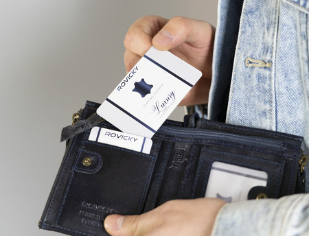 Rovicky pojemny portfel męski ze skóry naturalnej