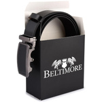 BELTIMORE pasek męski skórzany klamra automat czarny A21 czarny r.115-130 cm