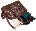 Zgrabny kuferek damski ze skóry ekologicznej we wzorki — David Jones