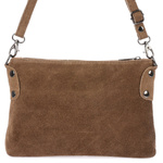 Taupe mała torebka damska zamszowa, suwak