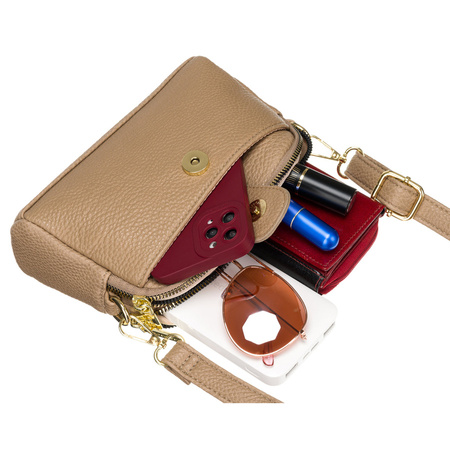 Mini torebka na telefon, portfel i klucze. Beżowa