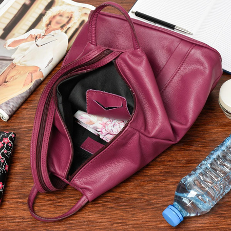 Śliwkowy włoski plecak skórzany damski Vera Pelle