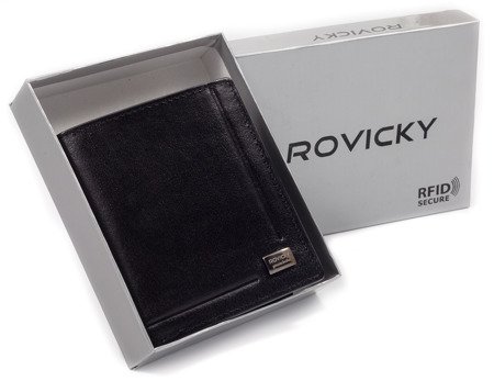 Mały czarny skórzany portfel męski z ochroną RFID biznesowy